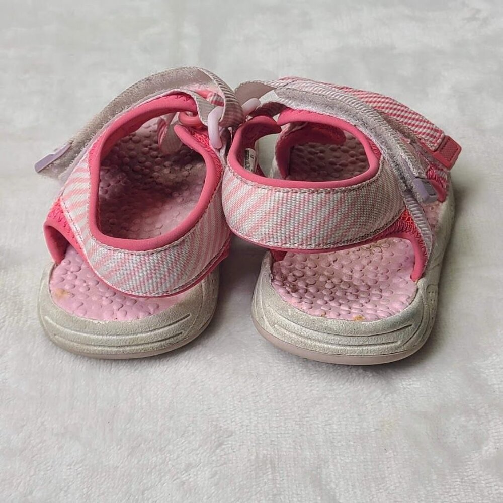 Wonder Nation Toddler Pink Striped Open Toe Sandals Adjustable Straps Size 4 - Picture 5 of 7